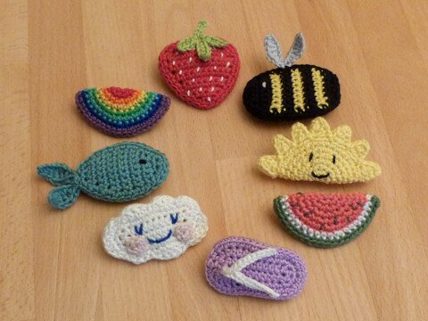 Häkelanleitung für Haarspangen "Sommer", 8 Modelle