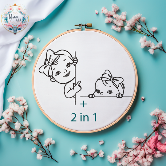 BABY Mädchen Schwangerschaft Stickdatei 2 in 1