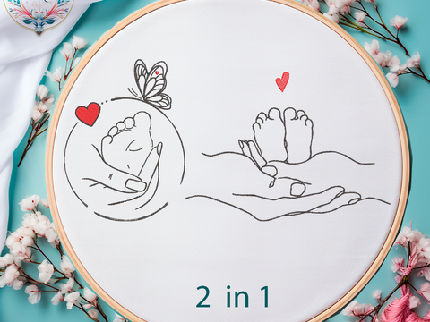 Linienart BABY Stickdatei Schwangerschaft