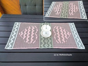 Tischläufer "Herzstück" - groß und klein - Filethäkeln