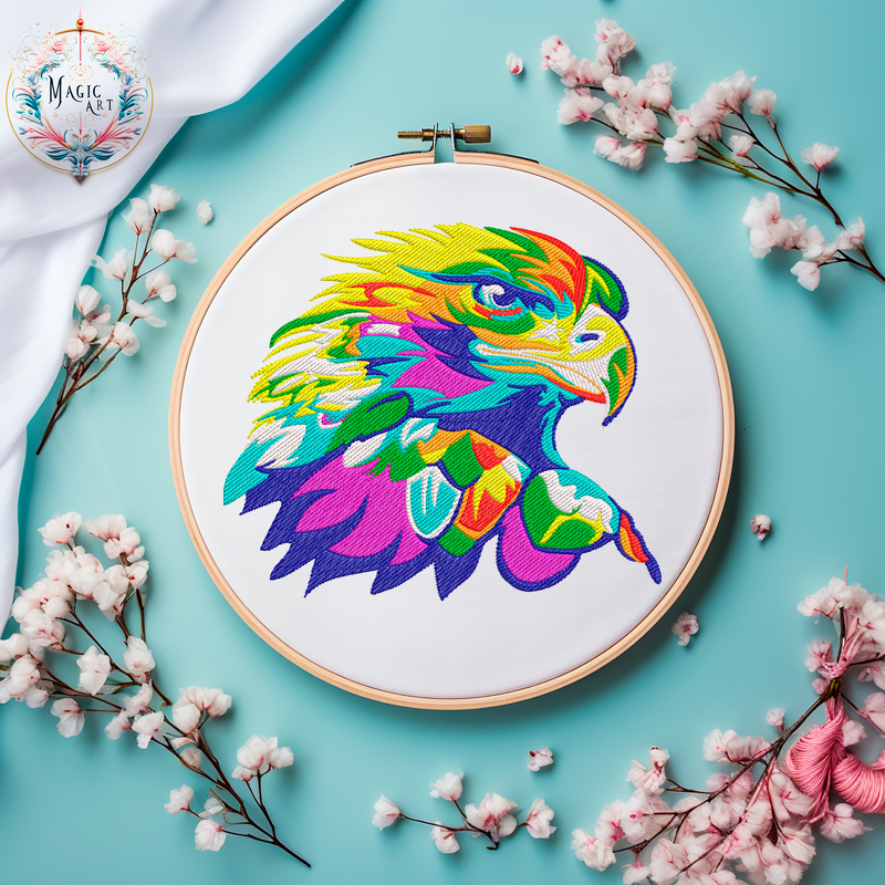 Bright Eagle EIN Bunter Adler IM Aquarelle LOOK Stickdatei