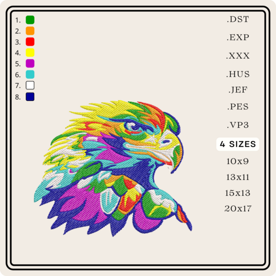 Bright Eagle EIN Bunter Adler IM Aquarelle LOOK Stickdatei