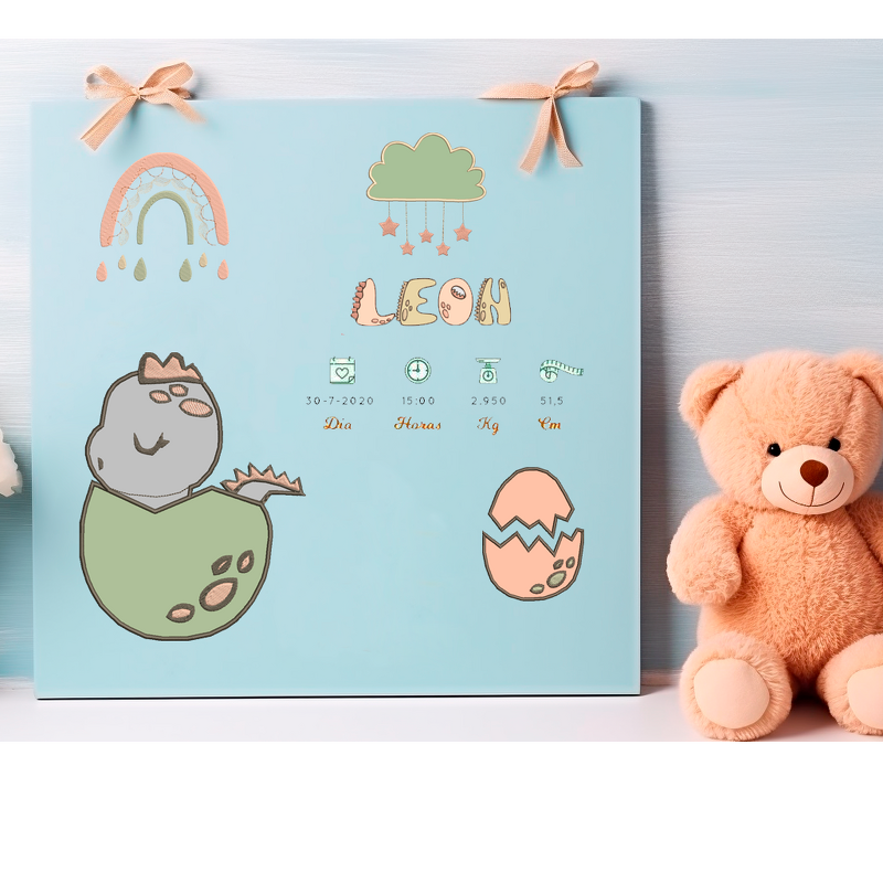 Stickdatei DINO SET 2 Applikation Dinoei Wolke Regenbogen