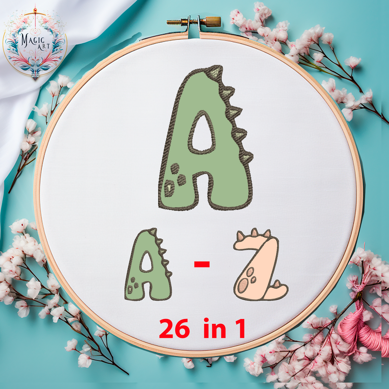 DINO Alphabet Buchstaben ABC Schulanfänger Stickdatei