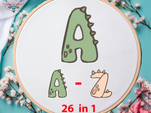 DINO Alphabet Buchstaben ABC Schulanfänger Stickdatei