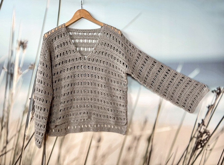 Luftiges Häkelshirt "Ice Blue Sweater" | nahtlos | 8 Größen