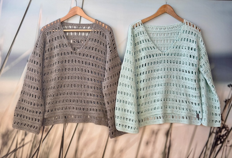 Luftiges Häkelshirt "Ice Blue Sweater" | nahtlos | 8 Größen