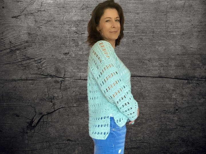 Luftiges Häkelshirt "Ice Blue Sweater" | nahtlos | 8 Größen