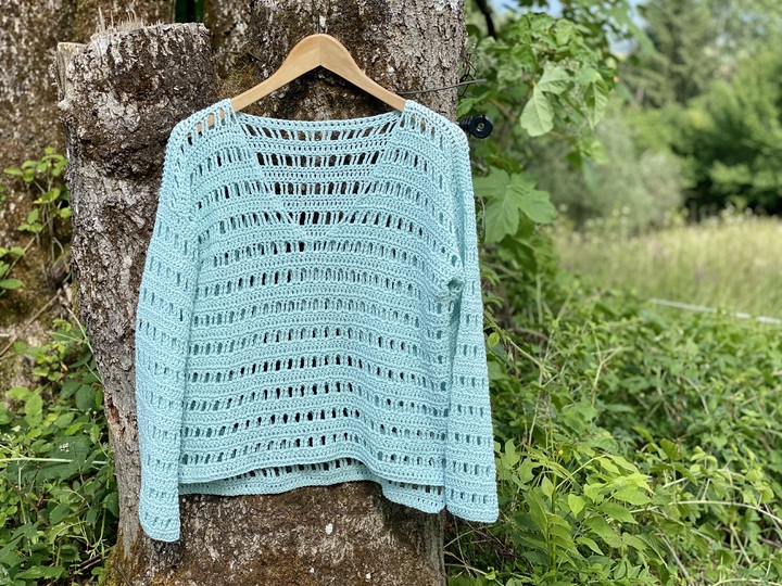 Luftiges Häkelshirt "Ice Blue Sweater" | nahtlos | 8 Größen