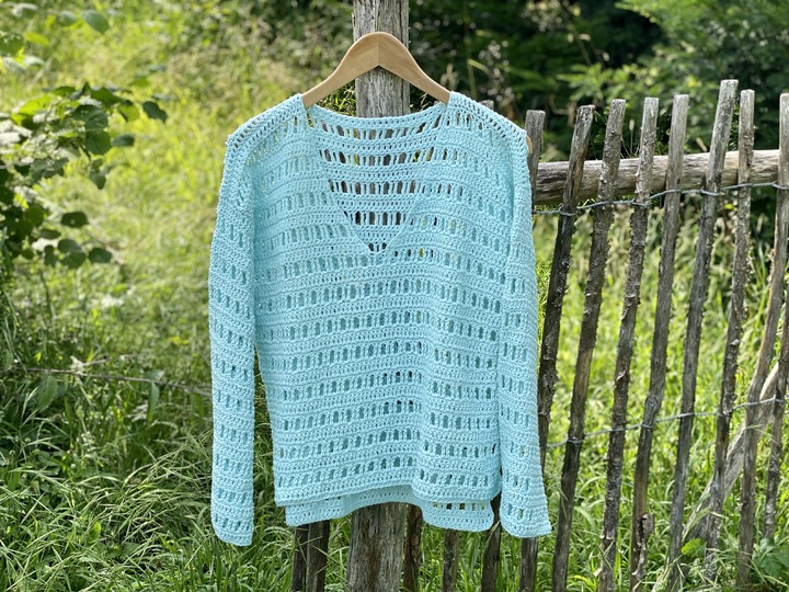 Luftiges Häkelshirt "Ice Blue Sweater" | nahtlos | 8 Größen