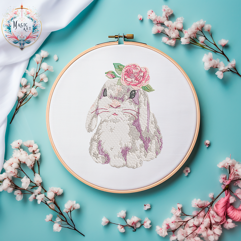 Bright Bunny Bunter HASE IM Aquarelle LOOK Stickdatei Ostern