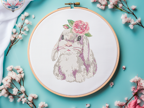 Bright Bunny Bunter HASE IM Aquarelle LOOK Stickdatei Ostern