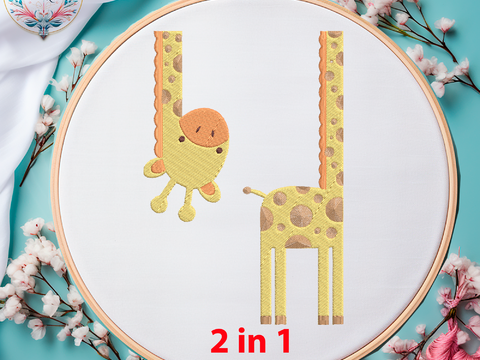 Stickdatei Lustige Giraffe AUS ZWEI Teilen