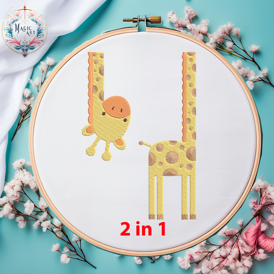 Stickdatei Lustige Giraffe AUS ZWEI Teilen