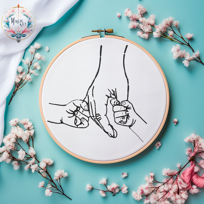 Stickdatei erwachsenen Hand mit zwei Kinderhänden Stickdatei