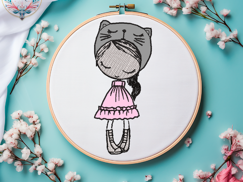 Stickdatei Applikation Hübsches Mädchen MIT Mütze