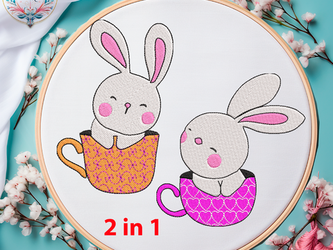Stickdatei HASE IN DER Tasse SET 1 Ostern
