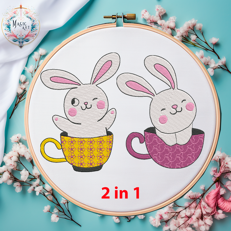 Stickdatei HASE IN DER Tasse SET 2