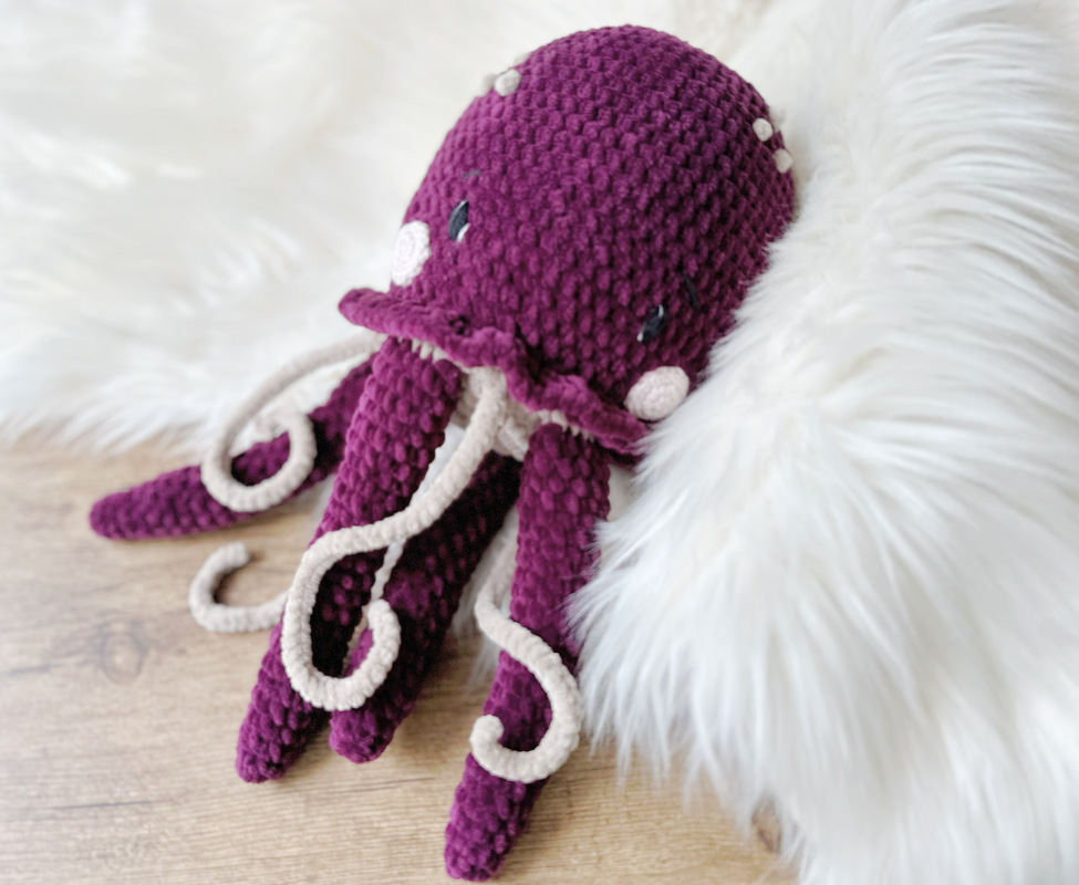 Häkelanleitung Oktopus Berry XL Kuscheltier aus Chenille