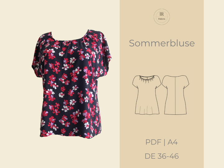 PDF Schnittmuster Sommerbluse mit Kräuselung Schnittmuster und Nähanleitung