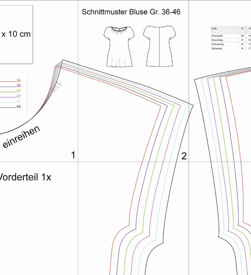 Sommerbluse mit Kräuselung Schnittmuster und Nähanleitung