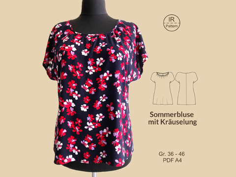 Sommerbluse mit Kräuselung Schnittmuster und Nähanleitung