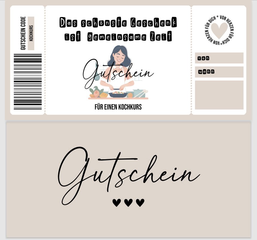 Gutschein zum Ausdrucken KOCHKURS digitale Datei Gutschein DOWNLOAD - Bild 4