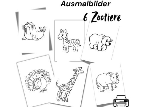 Malvorlagen Zootiere für Kinder Tiere Kindergeburtstag Ausmalheft Zoo
