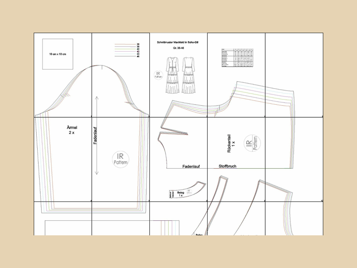 PDF Schnittmuster Maxikleid im Boho-Stil