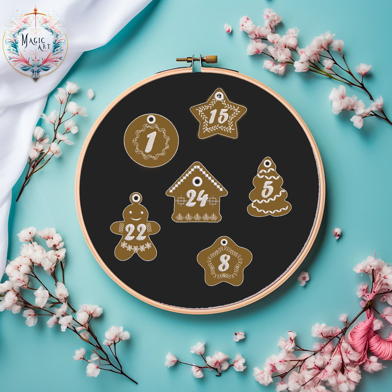Lebkuchen Adventskalender - 24 Zahlen ZUM Sticken