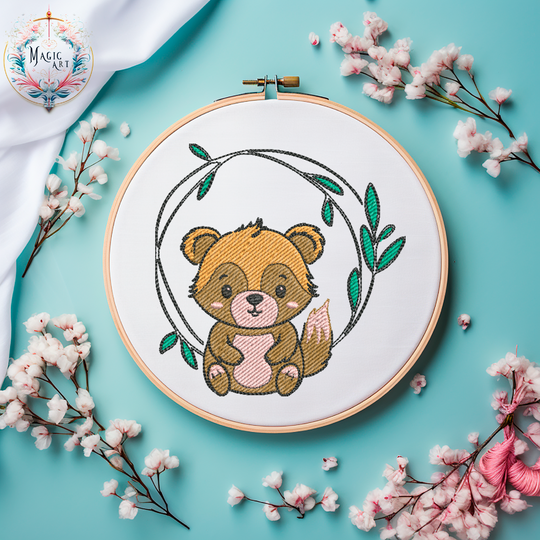 Waschbär IM Rahmen Stickdatei