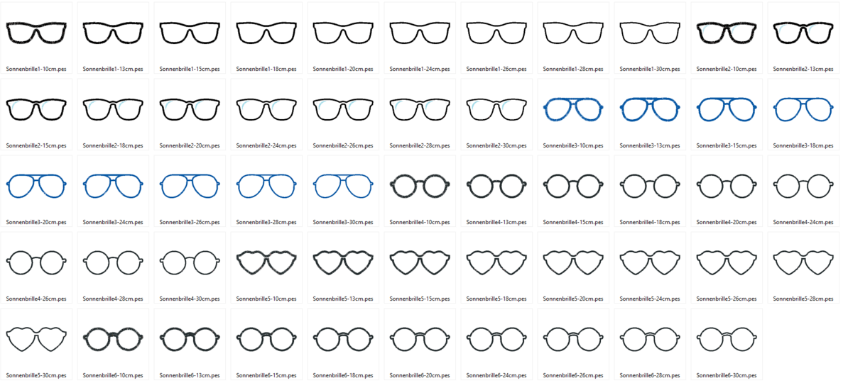 Stickdatei - Sonnenbrille Stoffapplikation für Kuscheltiere Kissen