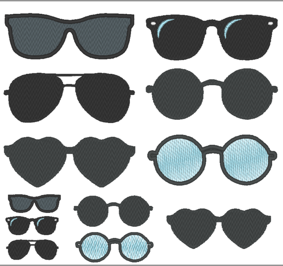 Stickdatei - Sonnenbrille gefüllt für Kuscheltiere Kissen Bettschlagen