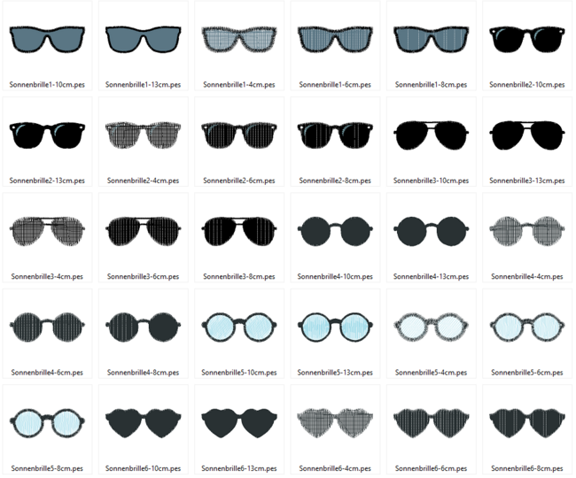 Stickdatei - Sonnenbrille gefüllt für Kuscheltiere Kissen Bettschlagen