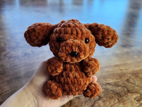 Pocket Pal Plush Dog, Hand-Sized Amigurumi Puppy