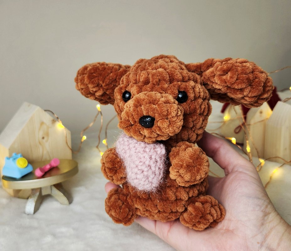 Pocket Pal Plush Dog, Hand-Sized Amigurumi Puppy - Image 3