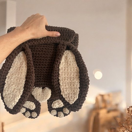 Bunny in your luggage: crochet pattern for individual bunny backpack