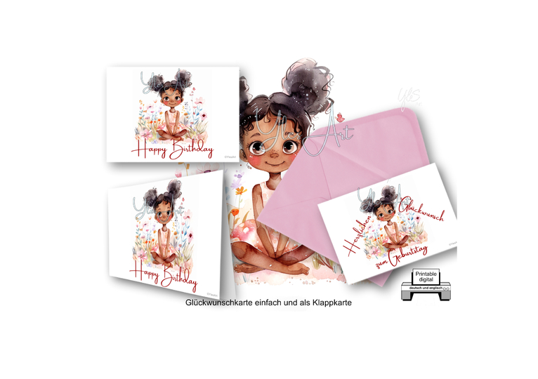 Geburtstagskarte, digitaler Sofortdownload, selbst ausdrucken