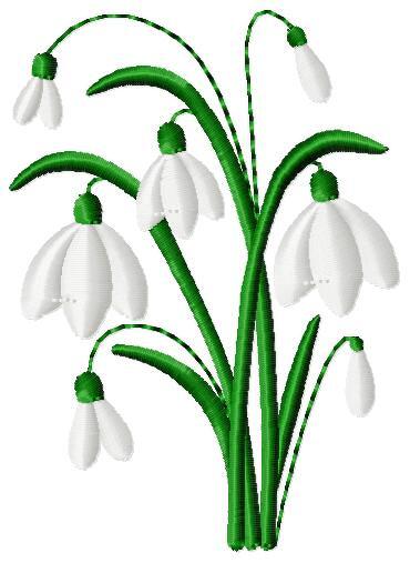 Stickdatei Schneeglöckchen in zwei Größen, Blume, Frühling, Sommer