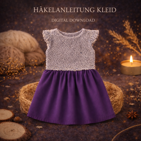 DIY Häkelanleitung Kinderkleid Luise - Größe 50/56 bis 122/128 - Deutsch