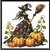High-Quality Witch Cross Stitch Pattern – Detailed Halloween Witch with Pum