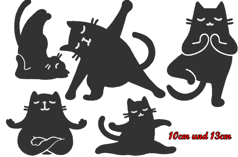 Stickdatei - Yoga Katze gefüllt Silhouette
