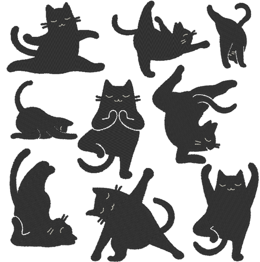 Stickdatei - Yoga Katze gefüllt Silhouette