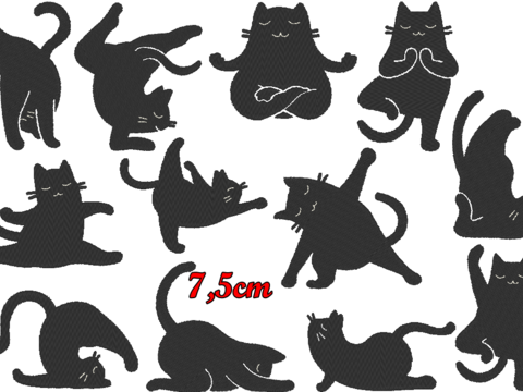 Stickdatei - Yoga Katze gefüllt Silhouette