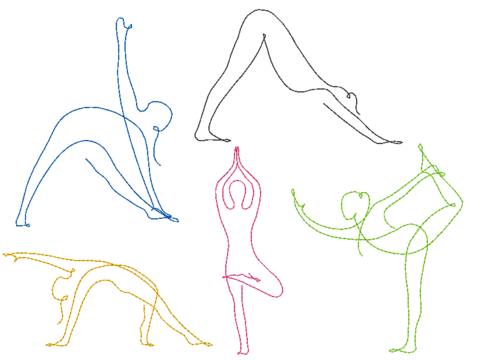 Stickdatei - Yoga Linie - Sport Frau schlicht  einfach  schnell