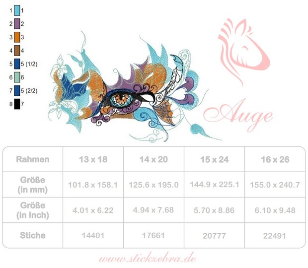 Auge Stickdatei – Ornamentales Fantasie-Motiv für besondere Akzente