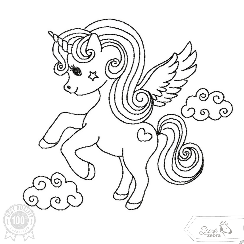 Einhorn Stickdatei – Ausmalmotiv für Kinder &amp; kreative Regentage