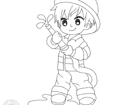 Feuerwehrmann Stickdatei – Ausmalmotiv für Kinder & kreative Regentage