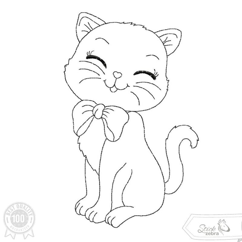 Katze Stickdatei – Ausmalmotiv für Kinder &amp; kreative Regentage