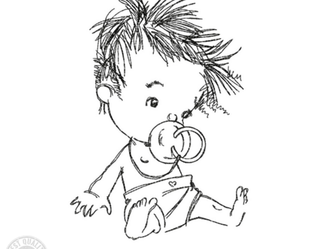 Baby Stickdatei – Freches Baby mit Schnuller für liebevolle Nähprojekte